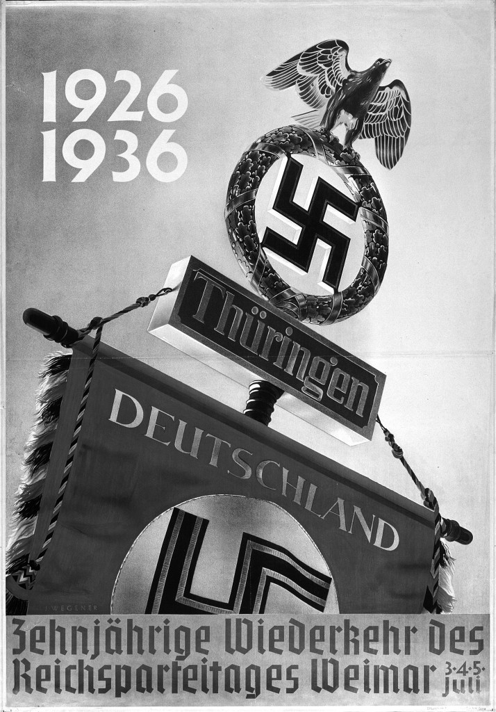 Plakat »1926–1936. Zehnjährige Wiederkehr des Reichsparteitages Weimar. 3./​4./​5. Juli«