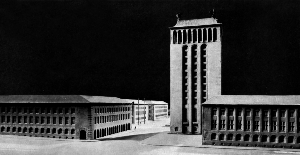 Ansicht des Modells zum geplanten Gauforum in Frankfurt an der Oder, Entwurf: Hans Mehrtens, 1938