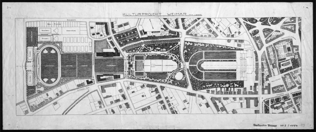 »Kulturprojekt Weimar«, Entwurf: Stadtbaurat August Lehrmann und Stadtarchitekt Max Vogeler, 1928