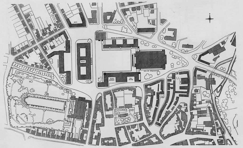 Lageplan der Bauten am Platz Adolf Hitlers in Weimar, 1938