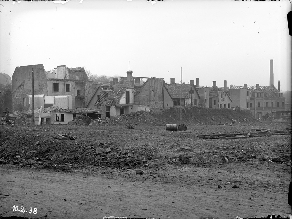 Blick vom Jakobsplan nach Nordosten in Richtung Große Töpfergasse, 10. Februar 1938