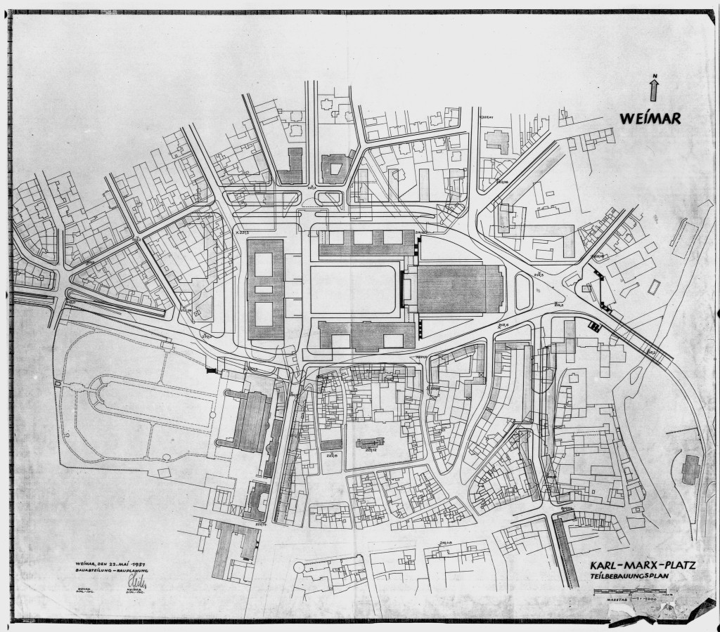 Teilbebauungsplan für den Karl-Marx-Platz, Bauabteilung der Stadt Weimar, 22. Mai 1951