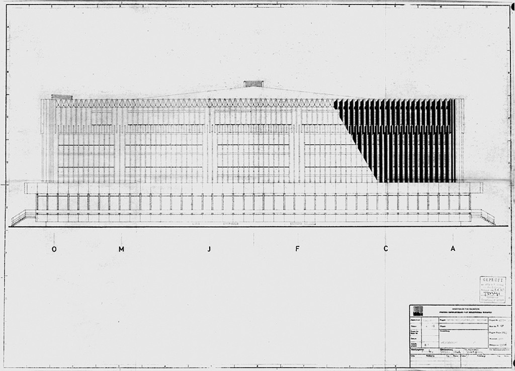 Fassadenentwurf, IPARTERV Entwurfsbüro für Industriebau, Budapest, 1. April 1969