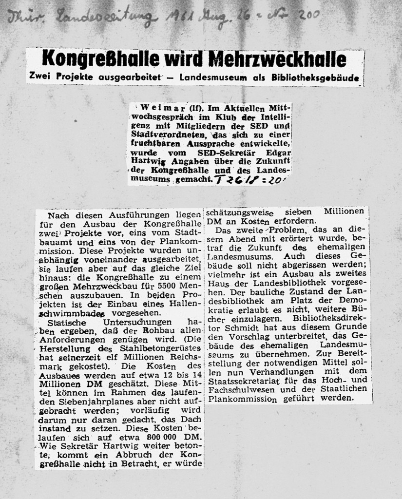 Thüringische Landeszeitung, 26. August 1961