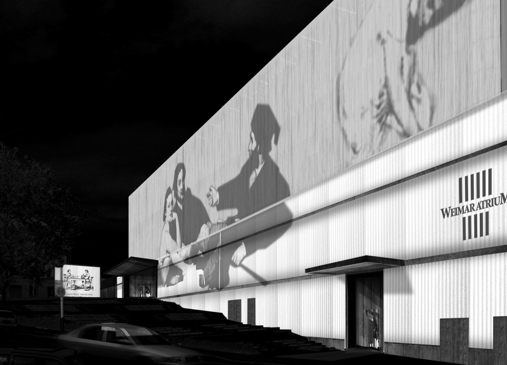 Entwurf Fassadengestaltung von Lina Müller, Robert Müller, und Benjamin Wiederock (Studierende der Bauhaus-Universität Weimar), Juni 2005